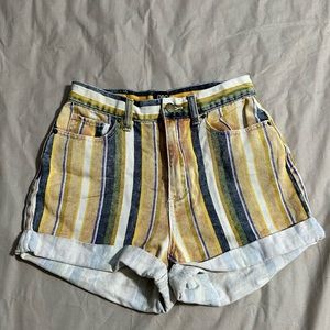 Yellow Multi Colores Striped Shorts